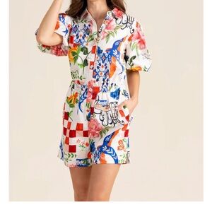 Alden Adair romper nwt XS Multicolor Floral w elastic waist nwt